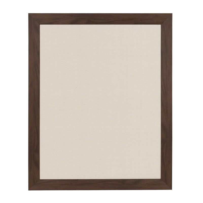 DesignOvation Beatrice Framed Linen Fabric Pinboard, 23x29, Walnut Brown - Image 1